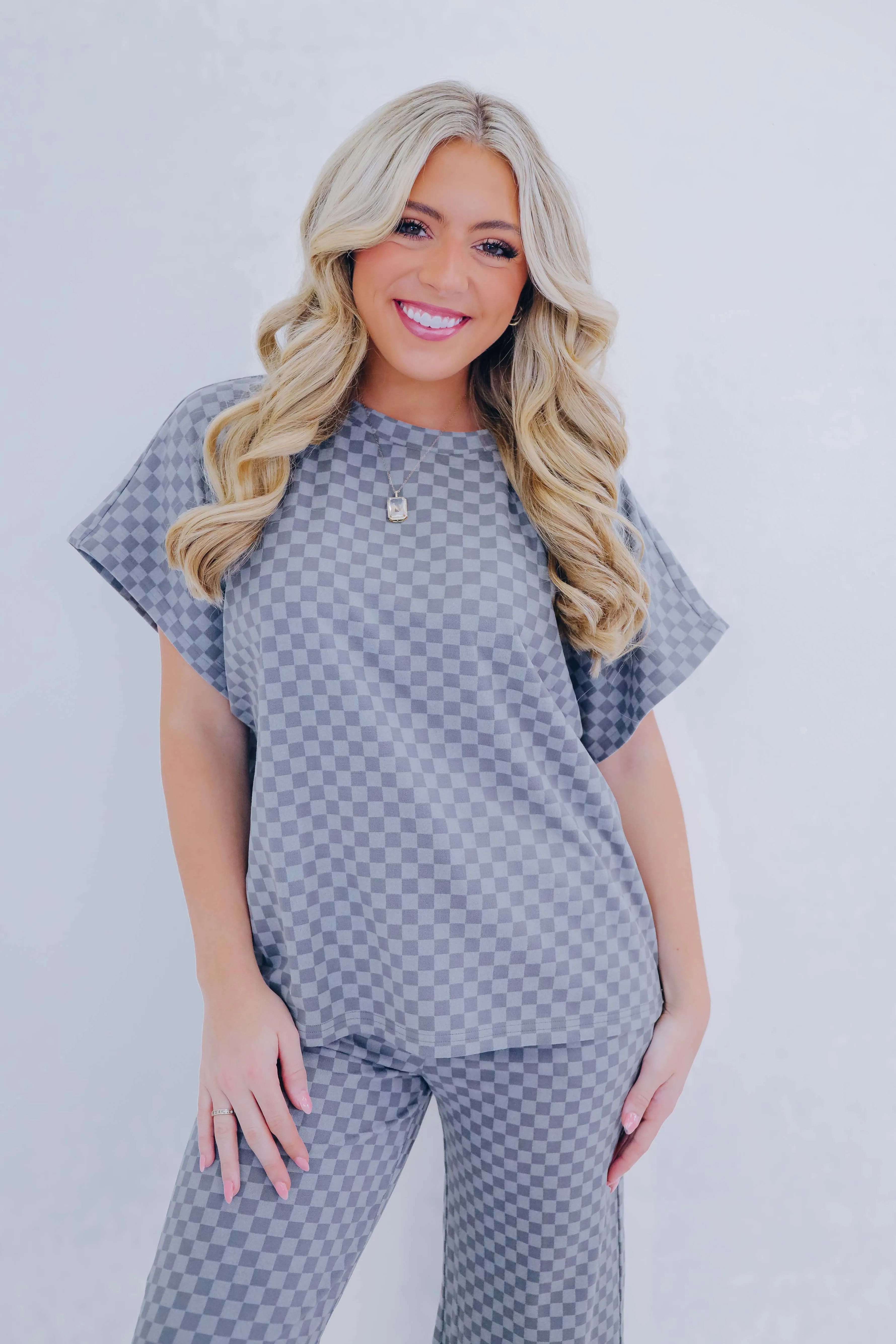 Cuddly Checkered Short Sleeve Top - 5 Colors
