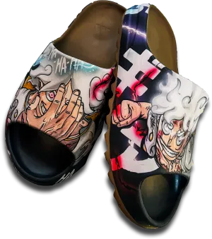 Custom Adidas YZY Slide Core One Piece (Gear 5) by Sierato x Artisan Echelon