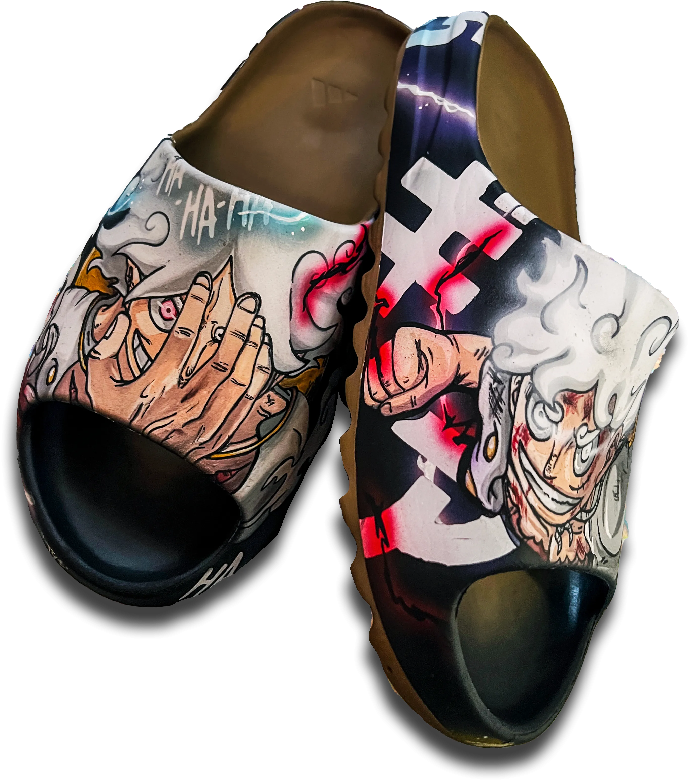 Custom Adidas YZY Slide Core One Piece (Gear 5) by Sierato x Artisan Echelon