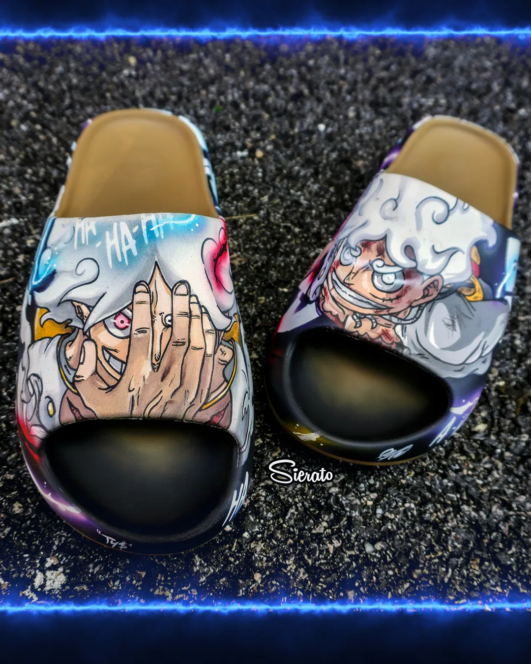 Custom Adidas YZY Slide Core One Piece (Gear 5) by Sierato x Artisan Echelon