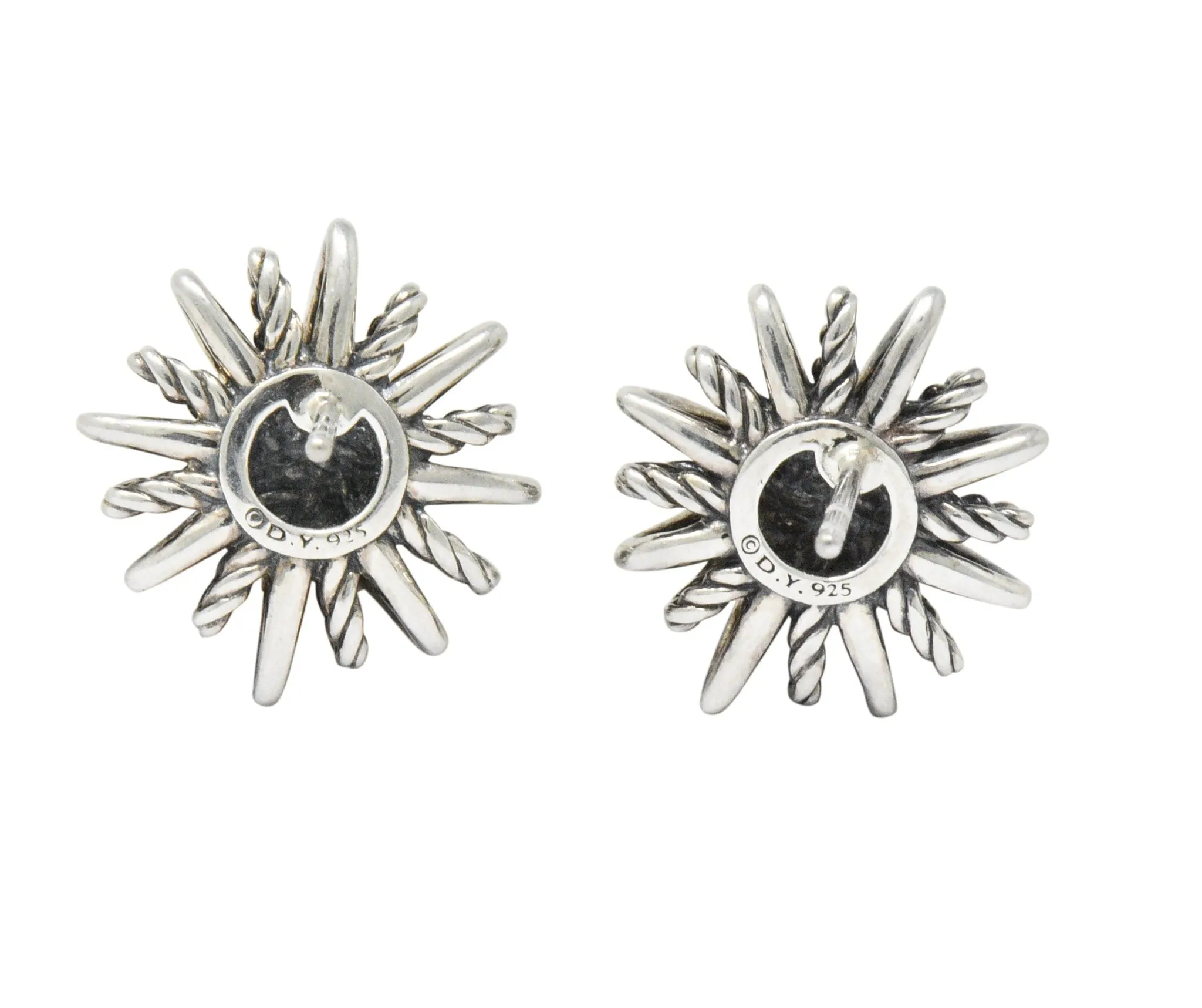 David Yurman Diamond Sterling Silver Starburst Earrings