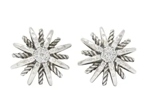 David Yurman Diamond Sterling Silver Starburst Earrings