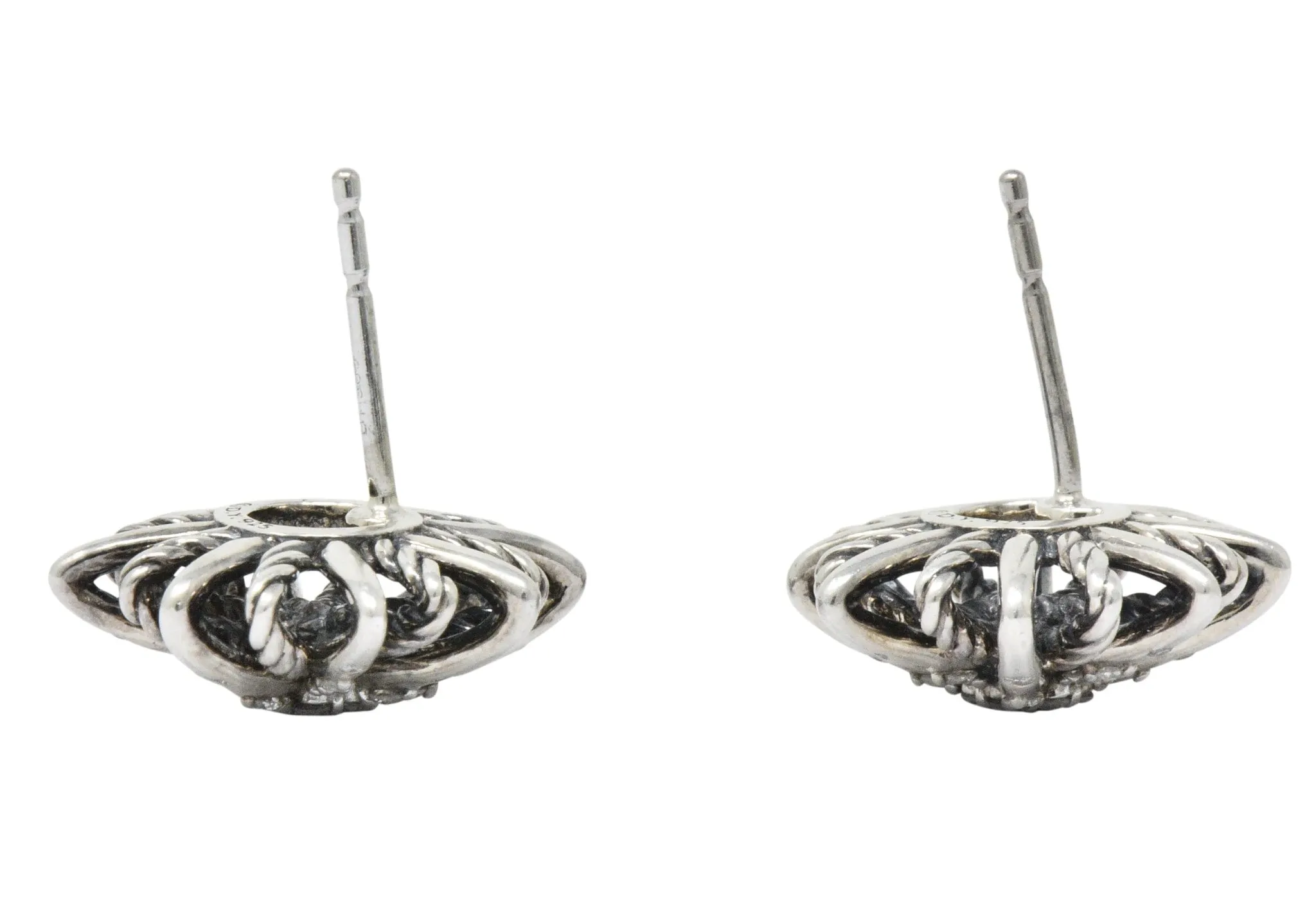 David Yurman Diamond Sterling Silver Starburst Earrings