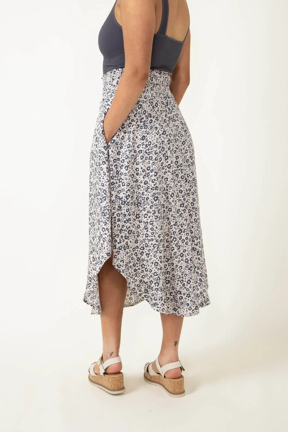 Ditsy Floral Hi-Low Midi Skirt for Women in Sand | NS16762J6-SAND