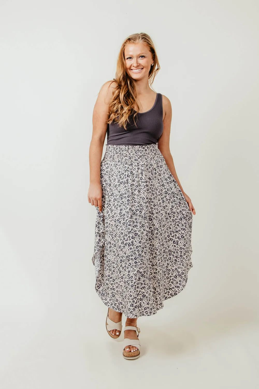 Ditsy Floral Hi-Low Midi Skirt for Women in Sand | NS16762J6-SAND