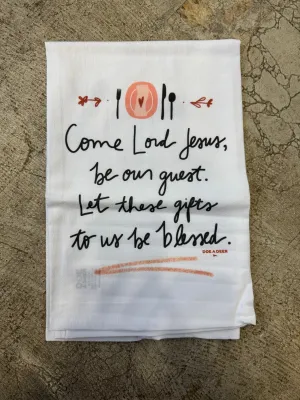 Doe Deer Come Lord Jesus Tea Towel