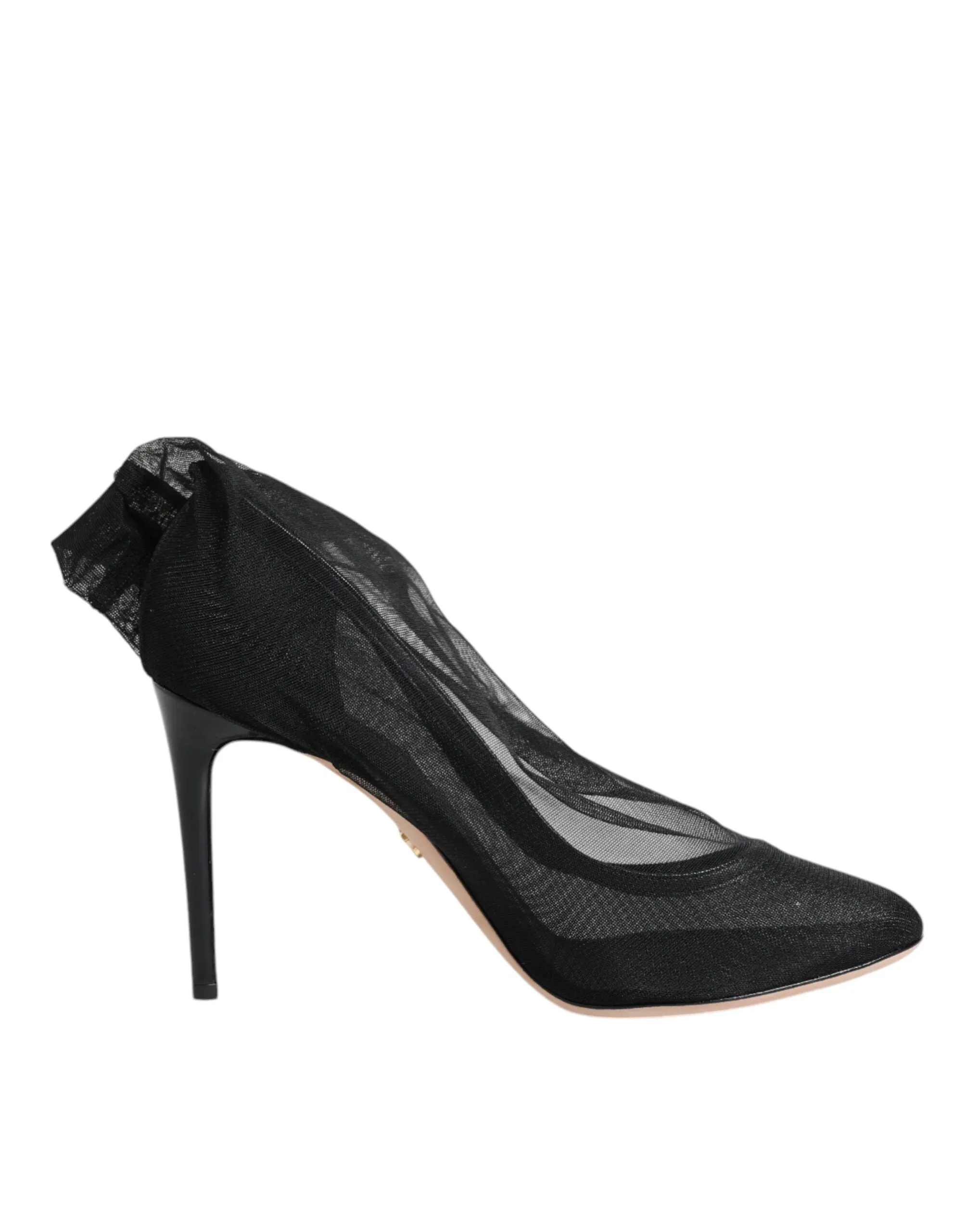 Dolce&Gabbana Women Black Sock Boots Nylon Stretch Mesh High Heels Booties EU 40