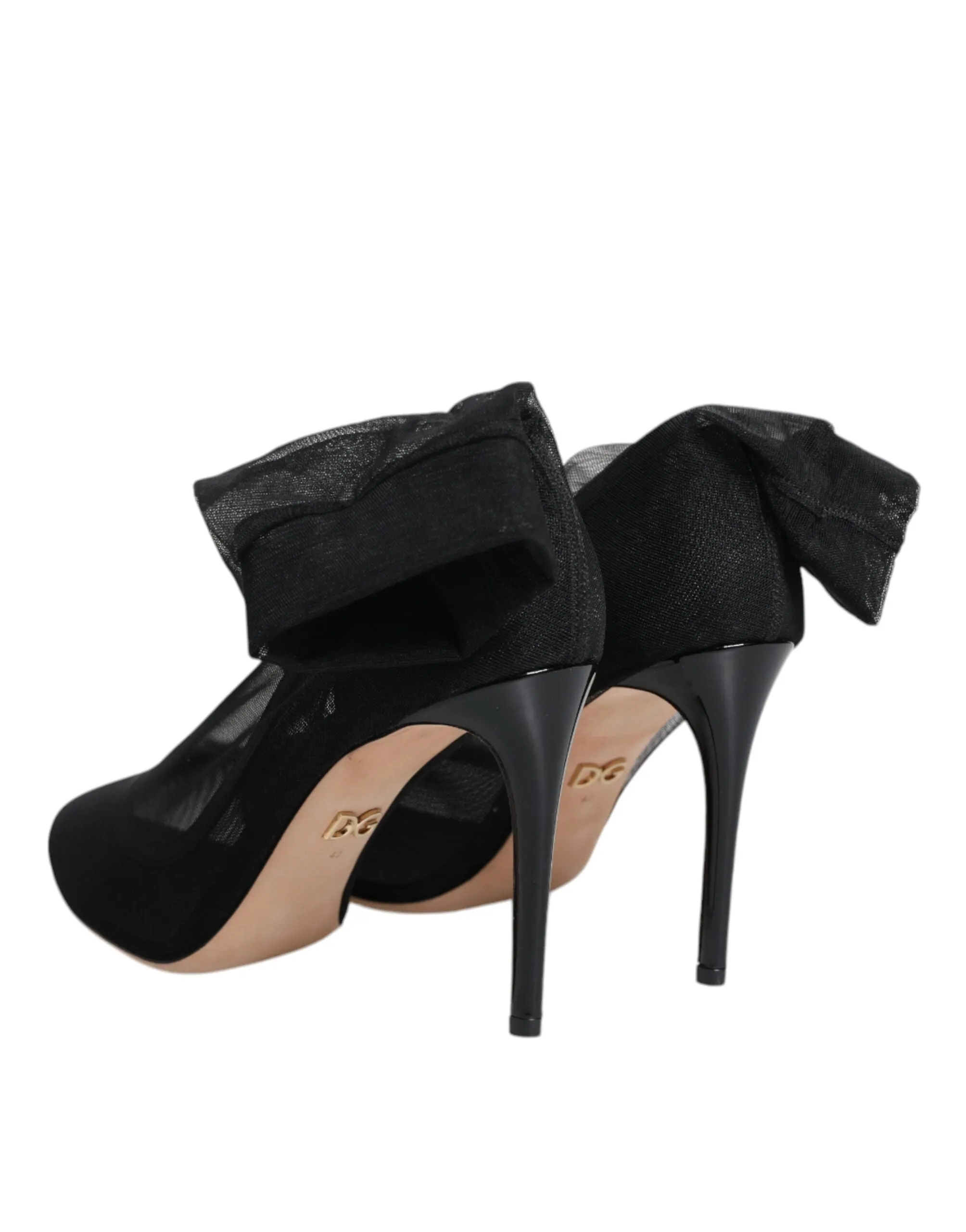 Dolce&Gabbana Women Black Sock Boots Nylon Stretch Mesh High Heels Booties EU 40