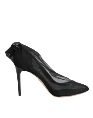 Dolce&Gabbana Women Black Sock Boots Nylon Stretch Mesh High Heels Booties EU 40
