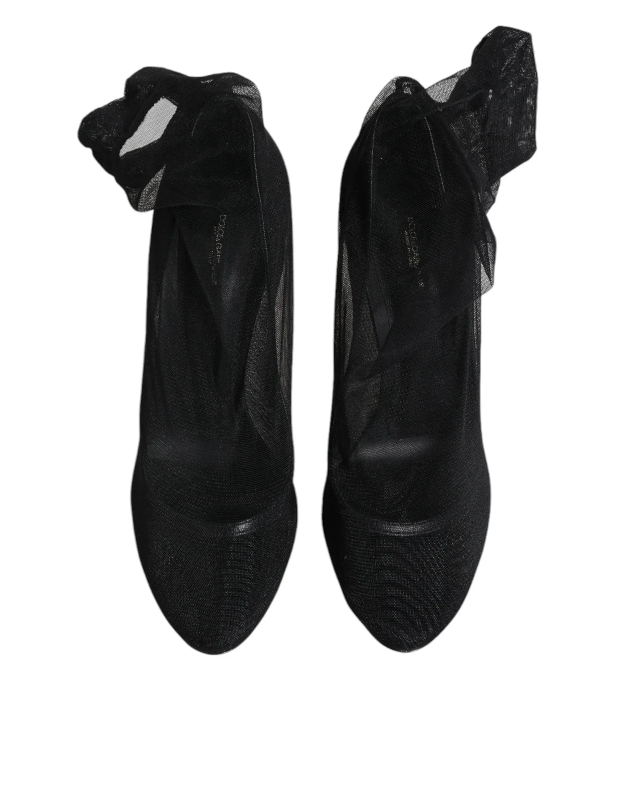 Dolce&Gabbana Women Black Sock Boots Nylon Stretch Mesh High Heels Booties EU 40