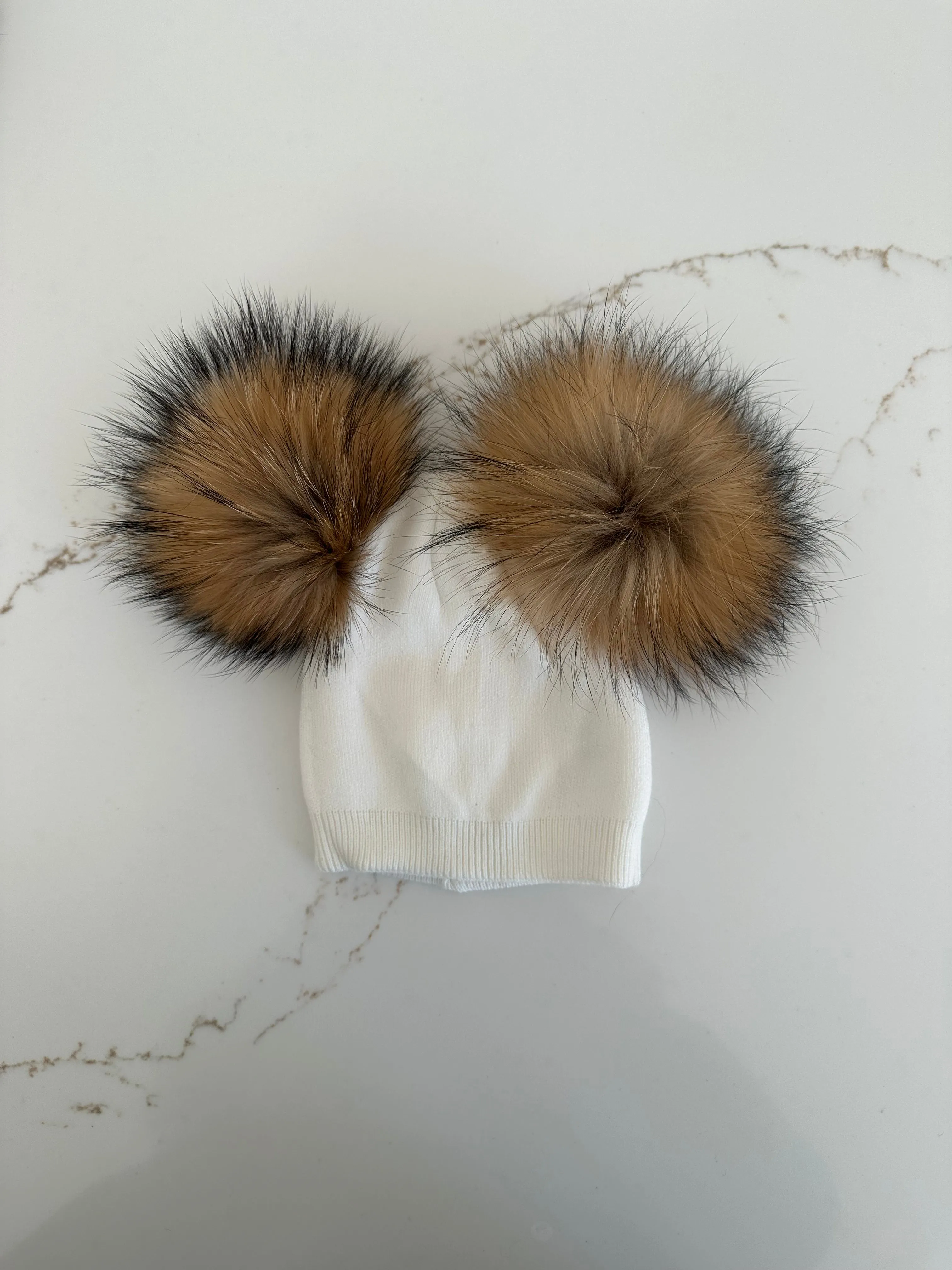 Double Pom Pom Hat - Powder