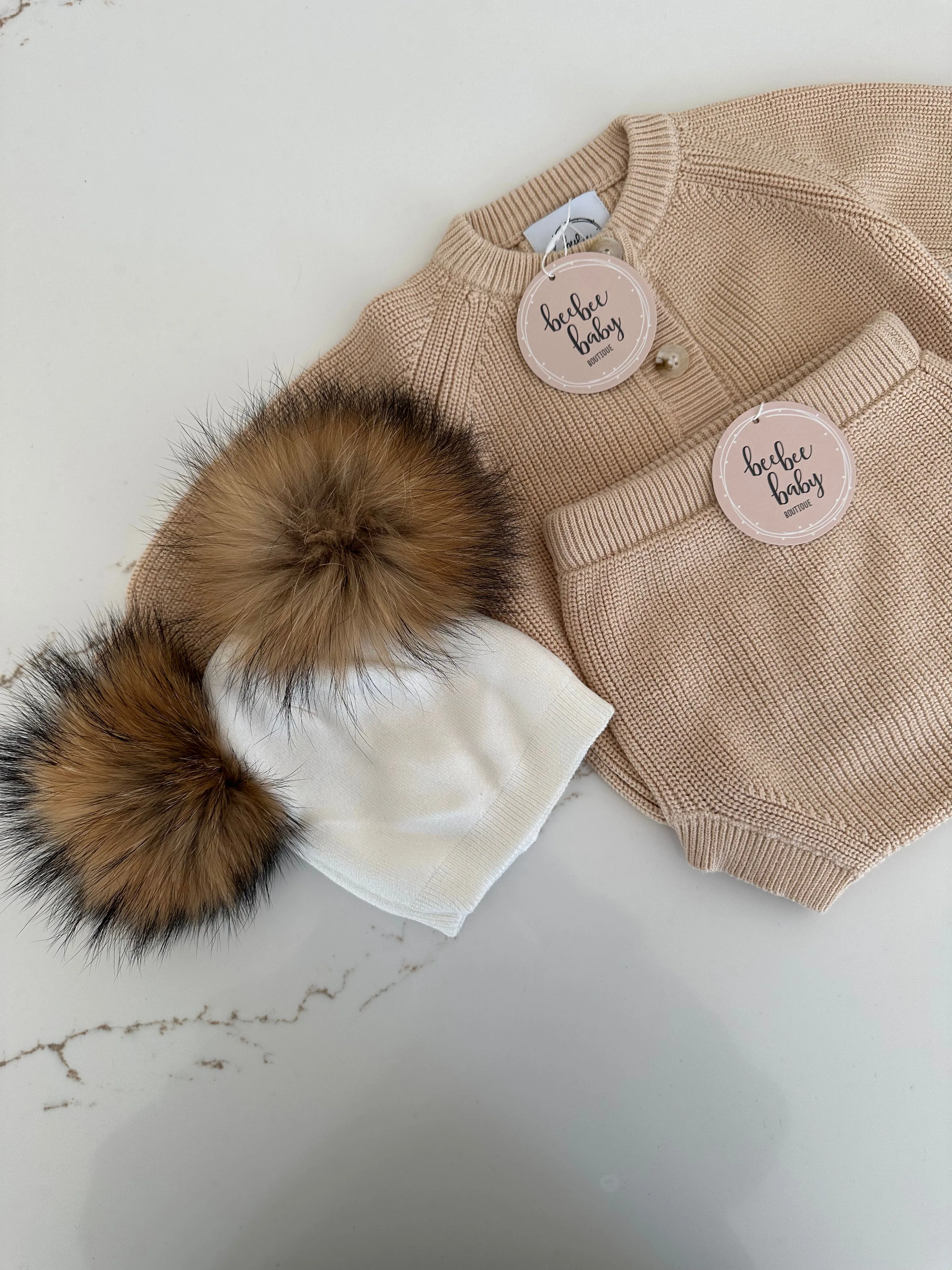 Double Pom Pom Hat - Powder