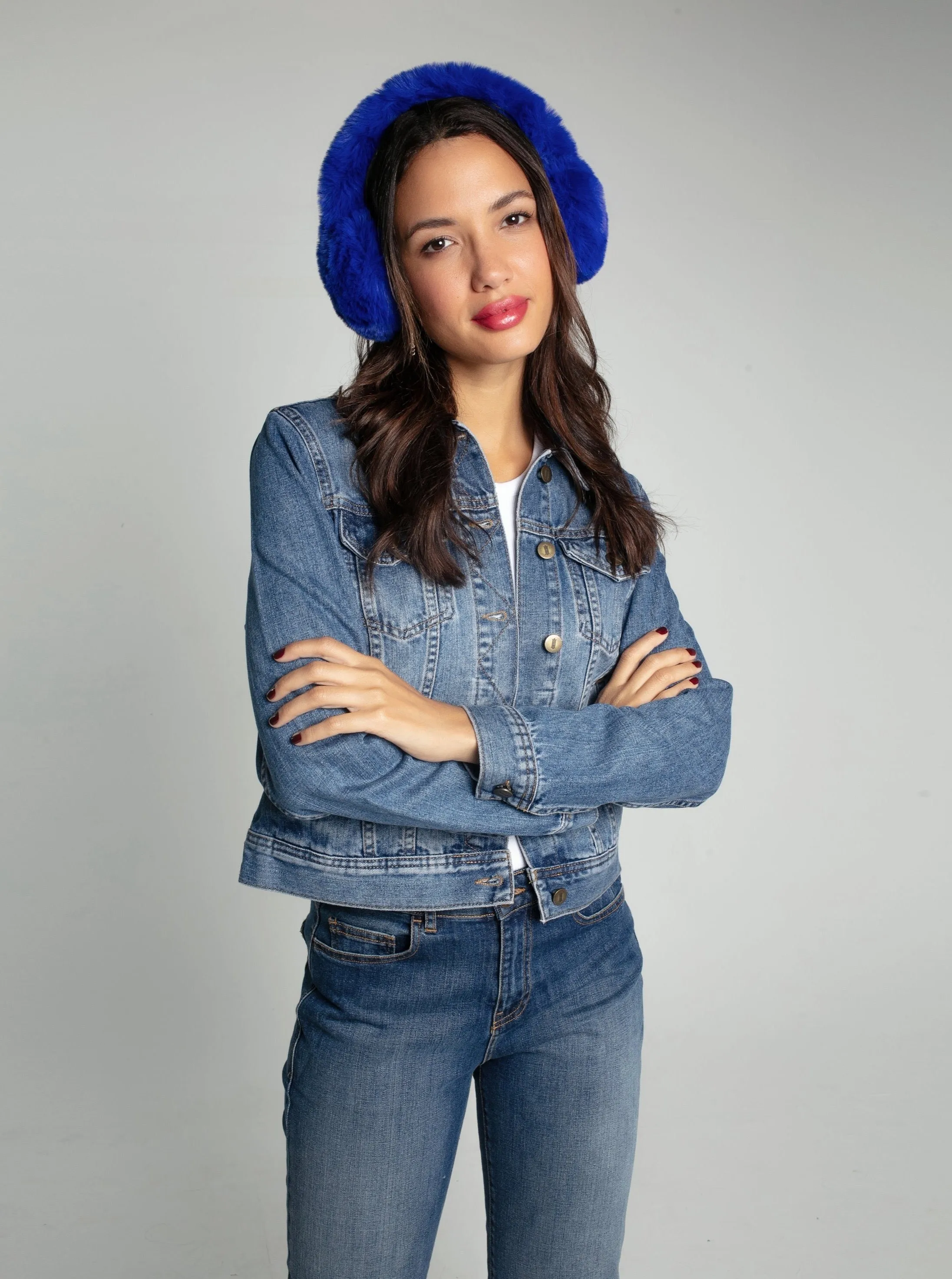 EDIE FAUX FUR EARMUFF-COBALT