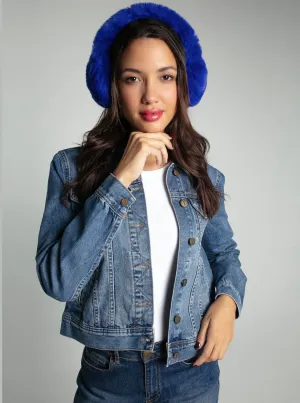 EDIE FAUX FUR EARMUFF-COBALT