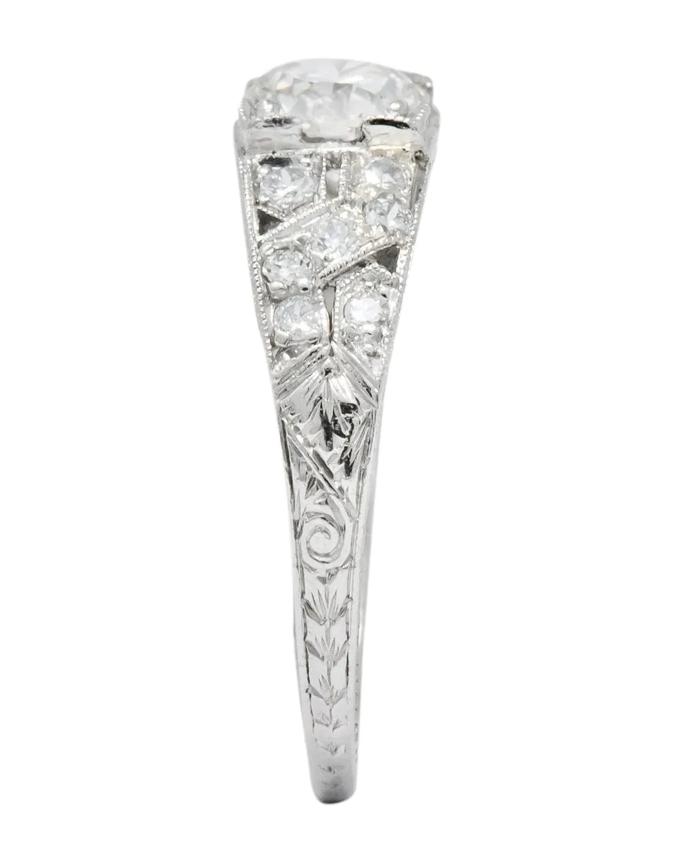 Edwardian 1.00 CTW Diamond Platinum Engagement Ring GIA
