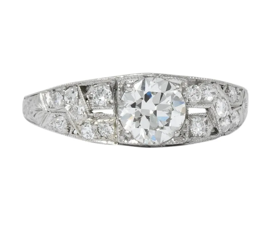 Edwardian 1.00 CTW Diamond Platinum Engagement Ring GIA