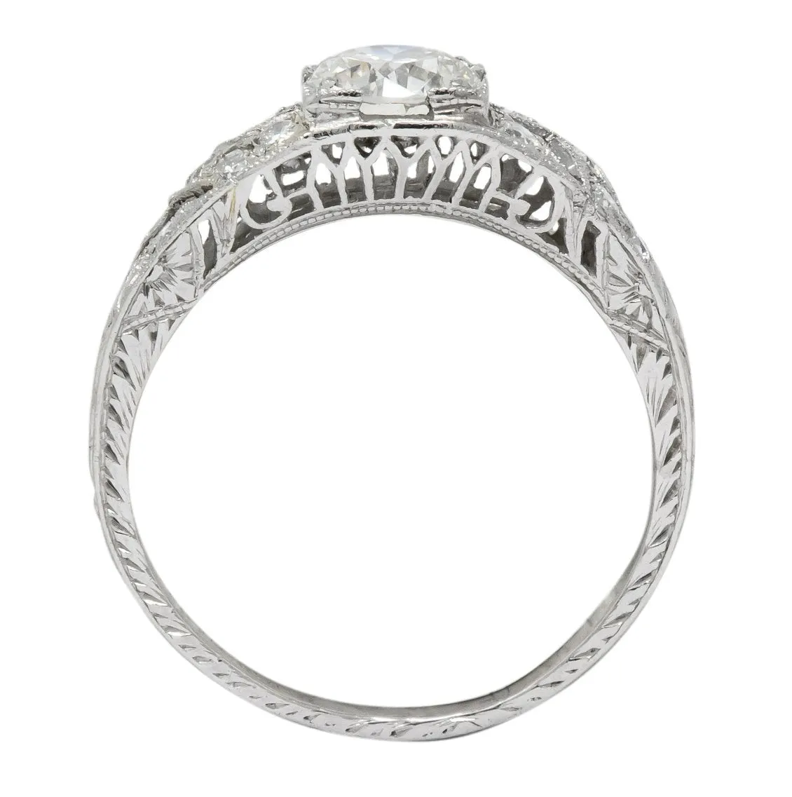 Edwardian 1.00 CTW Diamond Platinum Engagement Ring GIA