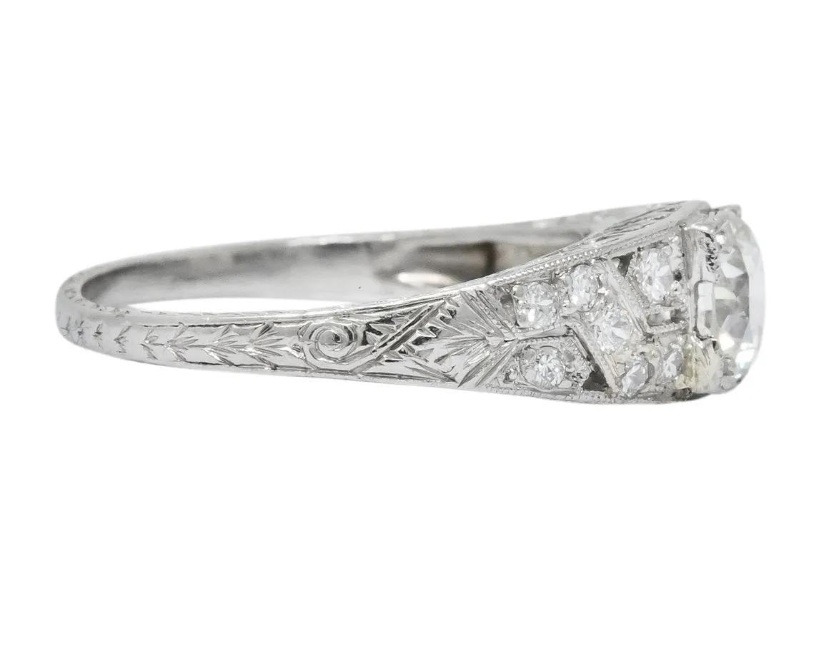 Edwardian 1.00 CTW Diamond Platinum Engagement Ring GIA