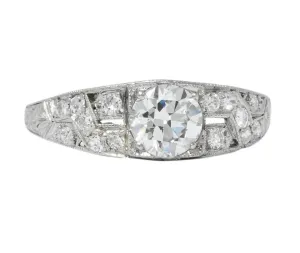 Edwardian 1.00 CTW Diamond Platinum Engagement Ring GIA