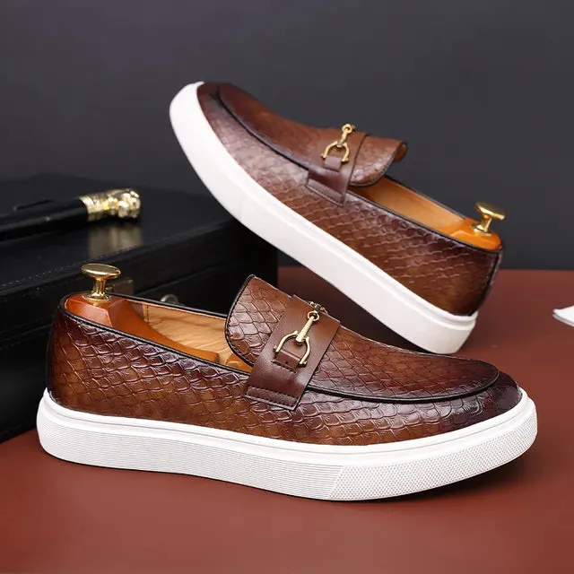 Embossed loafers made from embossed leather
