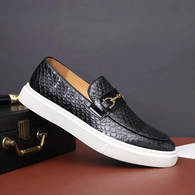 Embossed loafers made from embossed leather