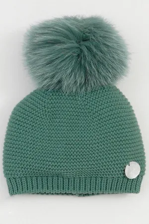 Emerald Green Faux Fur Beanie Hat