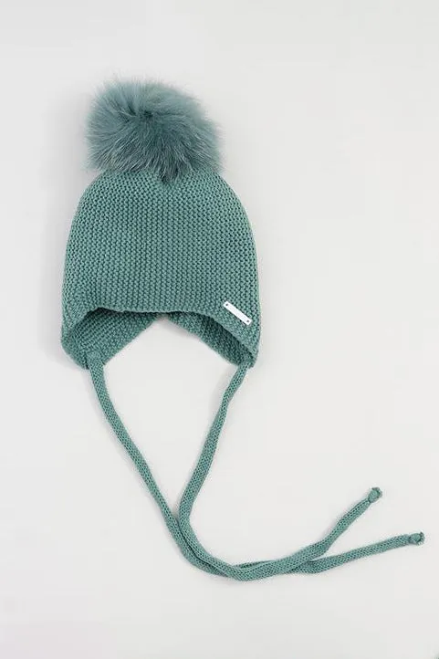 Emerald Green Faux Fur Hat with Ties