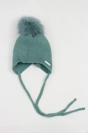 Emerald Green Faux Fur Hat with Ties