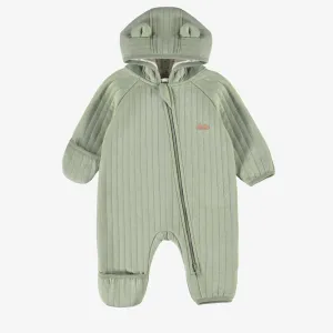 Ensemble une-pièce vert sauge à capuchon, naissance ||One-piece sage green hooded set, newborn