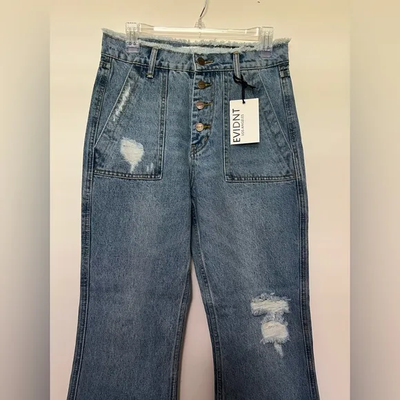 Evidnt Saint-Denis Flare Jeans Size 27 - NWT Distressed Wide Leg