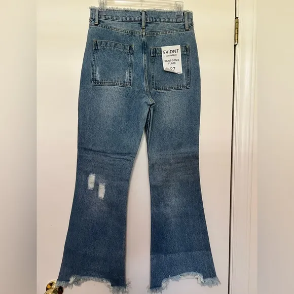 Evidnt Saint-Denis Flare Jeans Size 27 - NWT Distressed Wide Leg