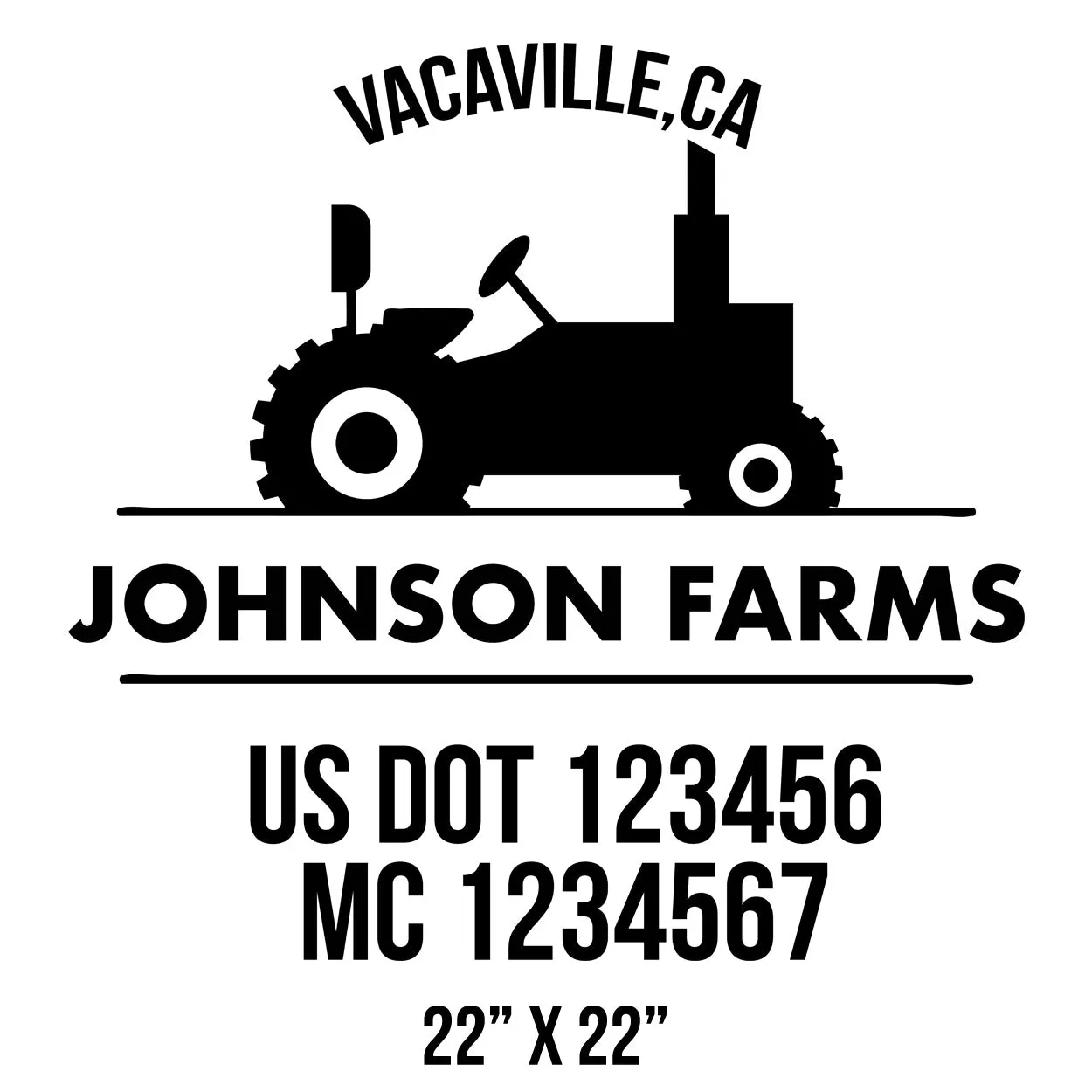 Farm Company Name Truck Decal (USDOT), 2 Pack