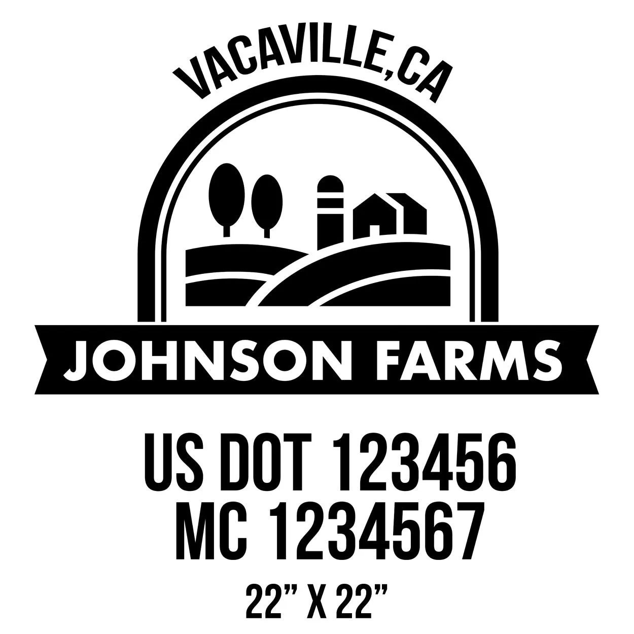 Farm Company Name Truck Decal (USDOT), 2 Pack