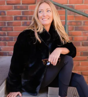 Faux Fur Reversible Blakely Bomber - Black