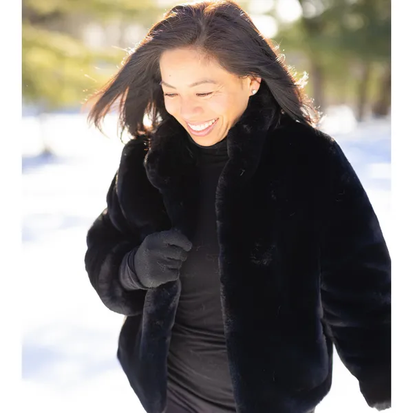 Faux Fur Reversible Blakely Bomber - Black