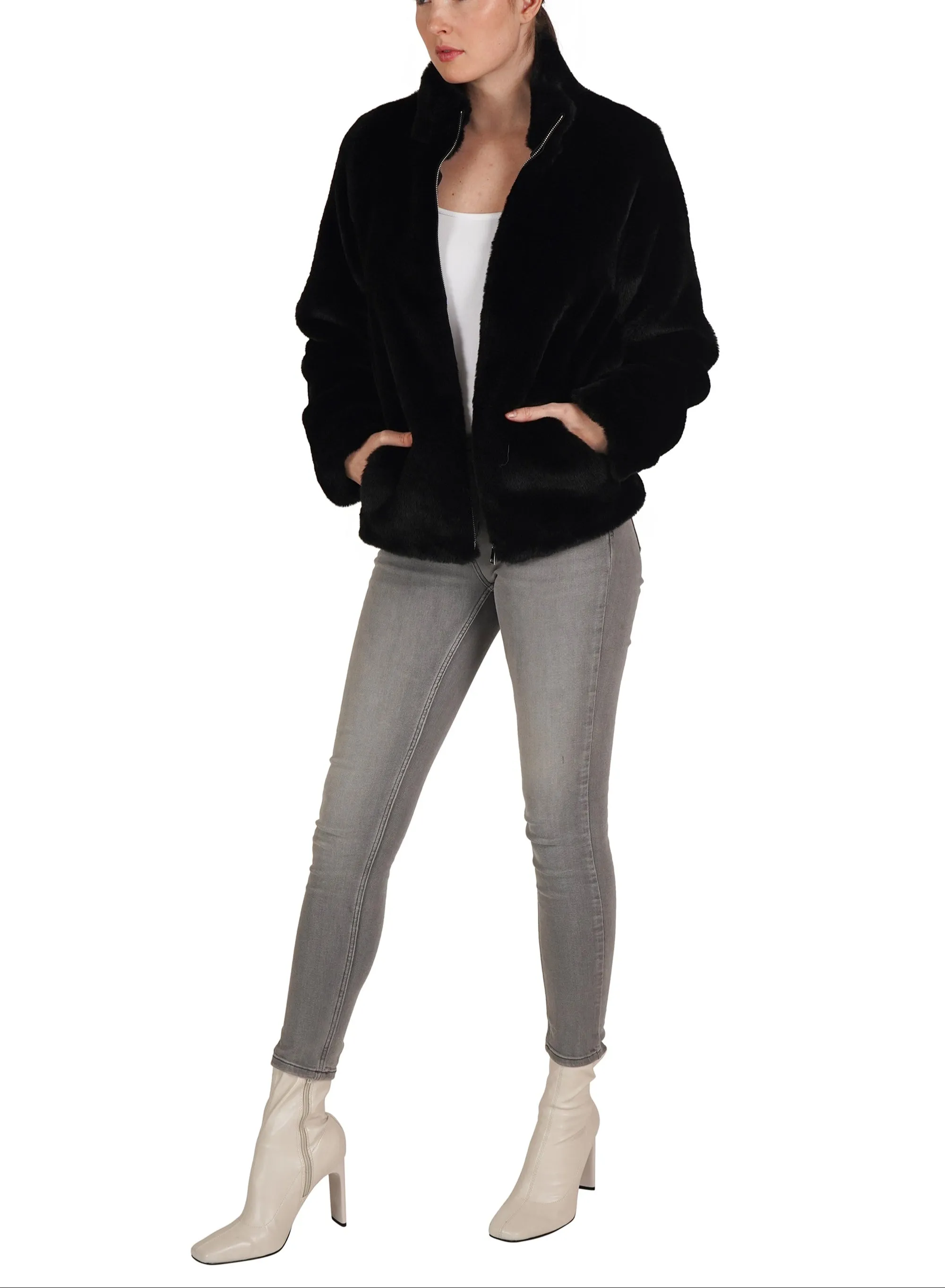 Faux Fur Zippered Jacket