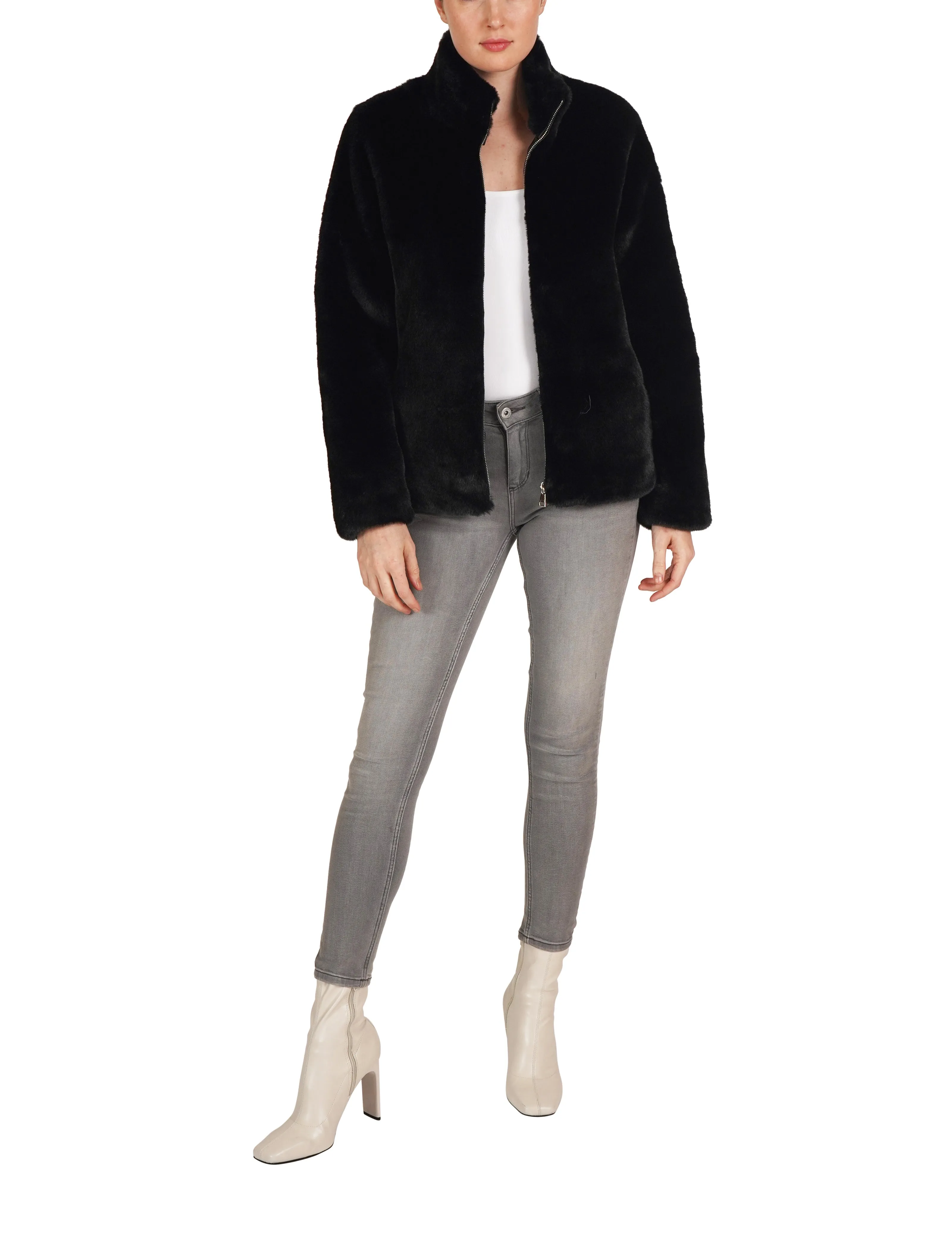 Faux Fur Zippered Jacket