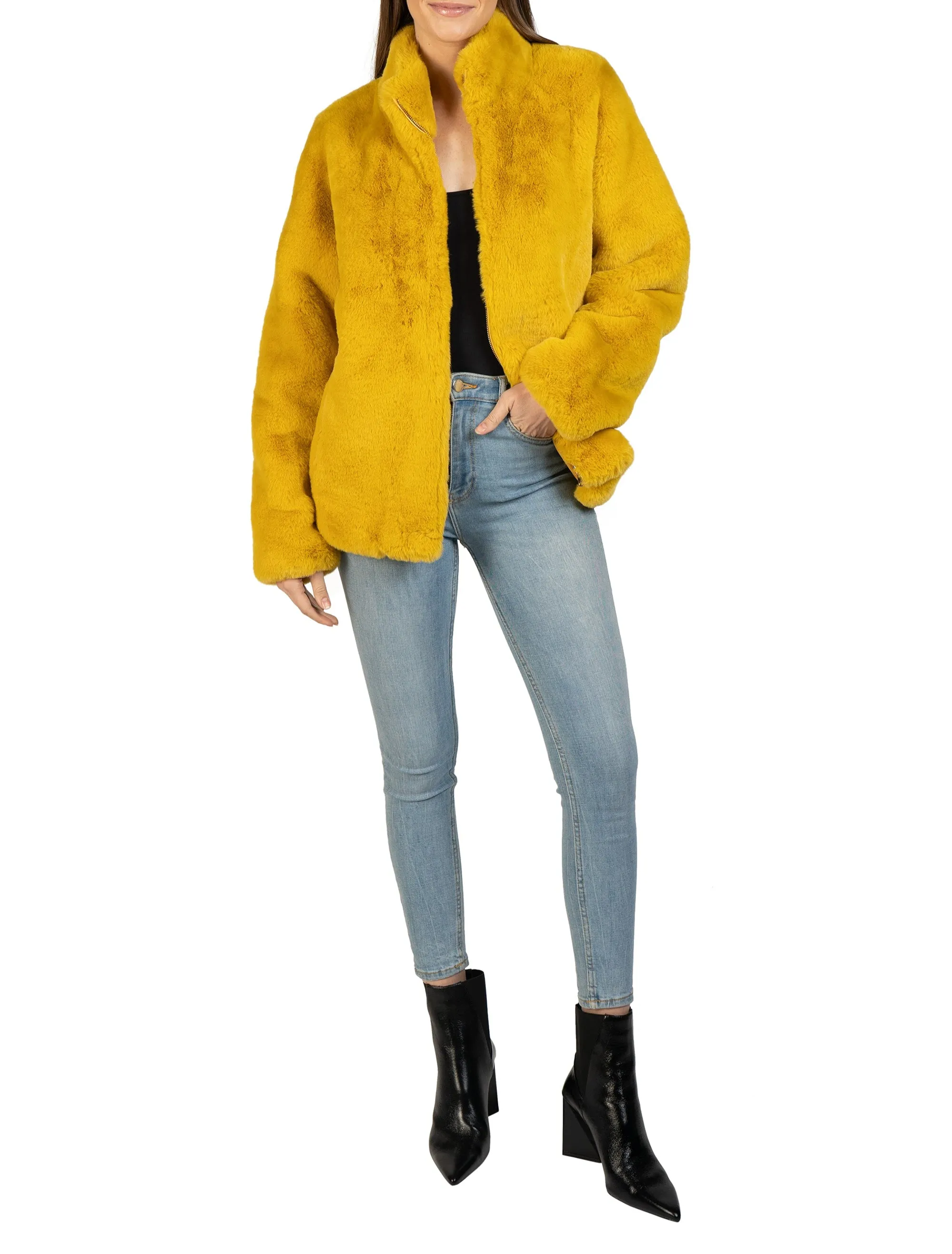 Faux Fur Zippered Jacket