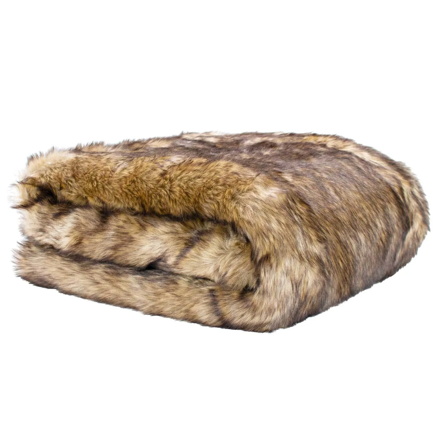 Faux Wolf Fur Blanket with Button Straps and Storage Pocket, 54 Inches x 64 Inches