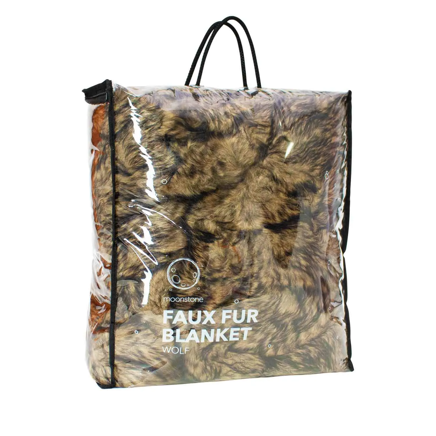 Faux Wolf Fur Blanket with Button Straps and Storage Pocket, 54 Inches x 64 Inches