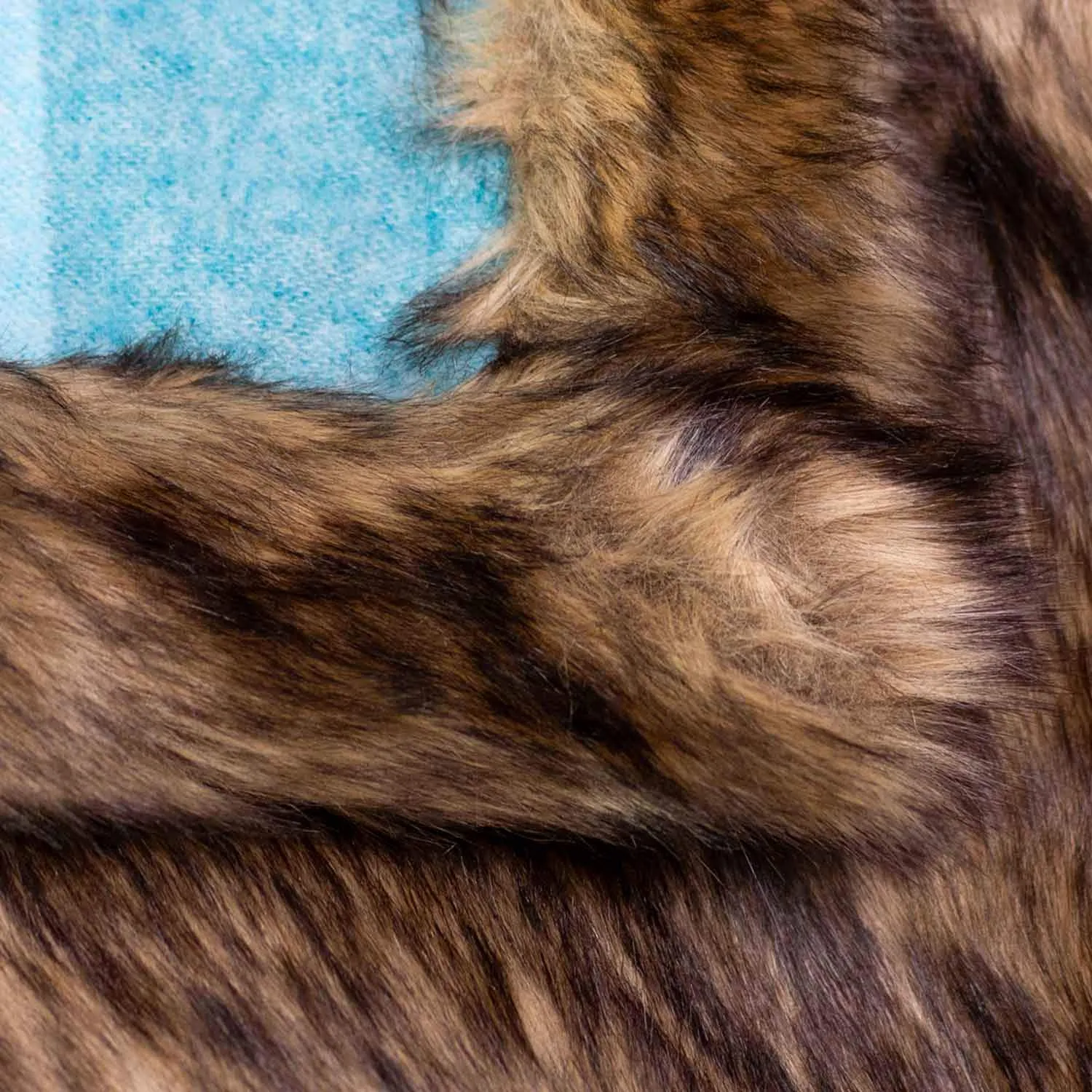 Faux Wolf Fur Blanket with Button Straps and Storage Pocket, 54 Inches x 64 Inches