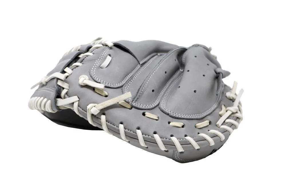 FL-203  softball glove, high quality, leather, catcher, light grey