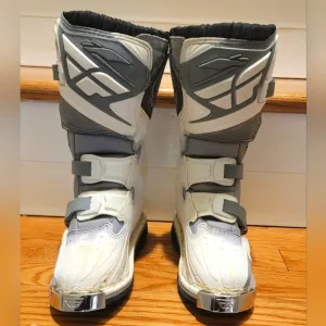 Fly Viper Youth Racing Boots White Gray Size Y 11  Dirtbike