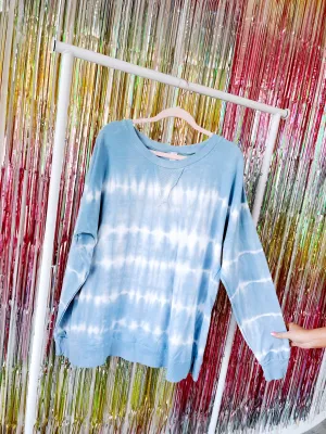 Free Form Tie Dye Long Sleeve Top - Ice Blue