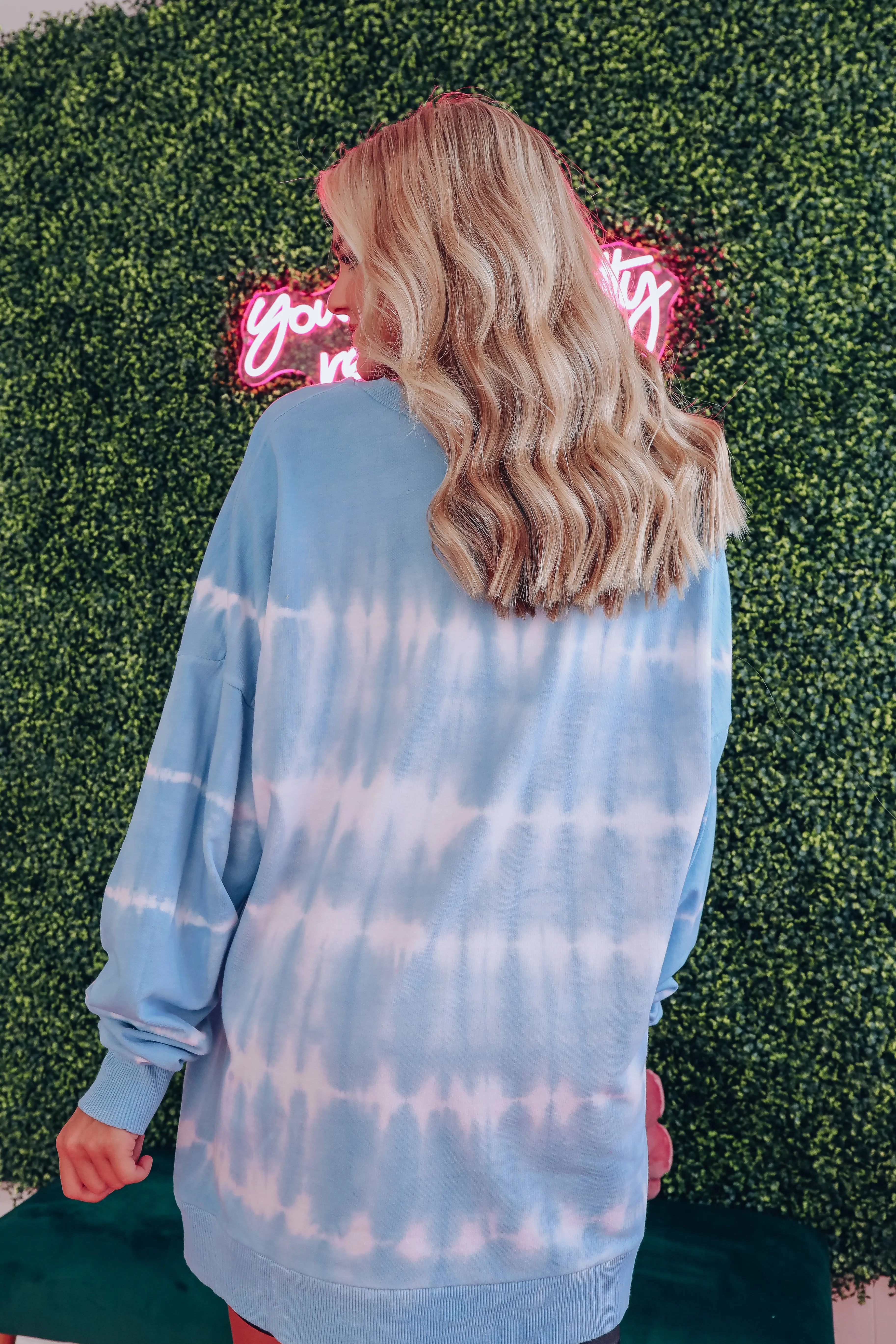 Free Form Tie Dye Long Sleeve Top - Ice Blue