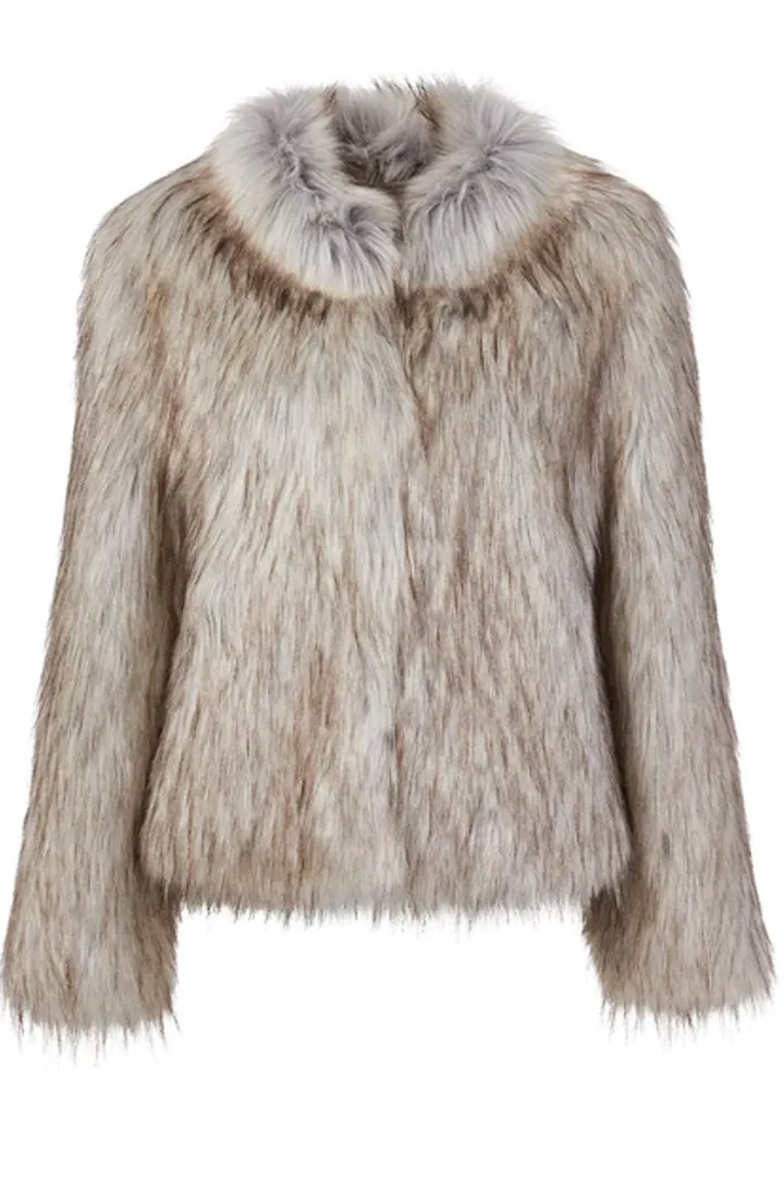 Fur Delish Faux Fur Jacket in Natural by Unreal Fur - RENTAL