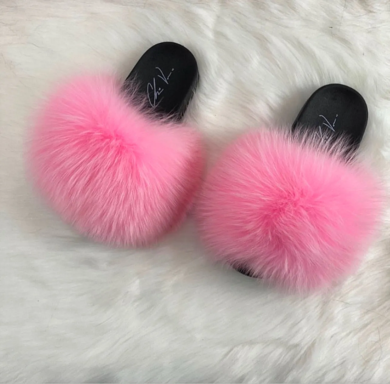 Fur Slides- Pink