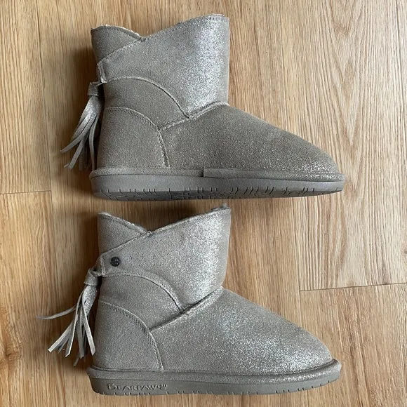 Girls BearPaw Gold Sparkle Boots