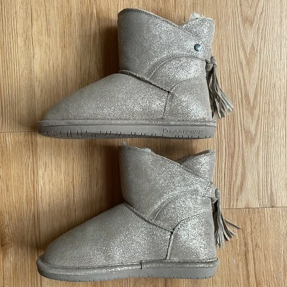 Girls BearPaw Gold Sparkle Boots
