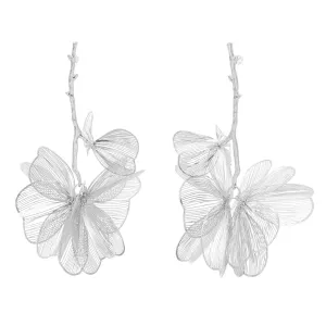 Golden Hollow Flower Leaf Long Earrings